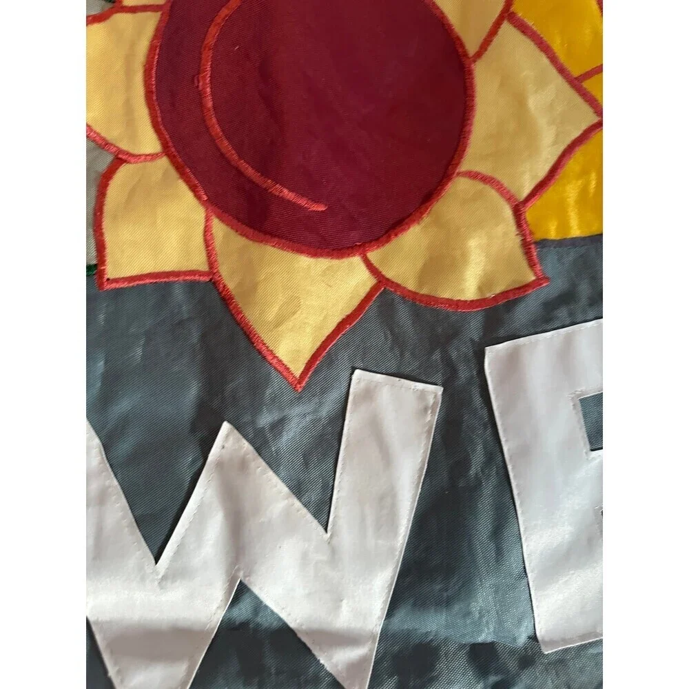 Vintage WELCOME crow fabric banner